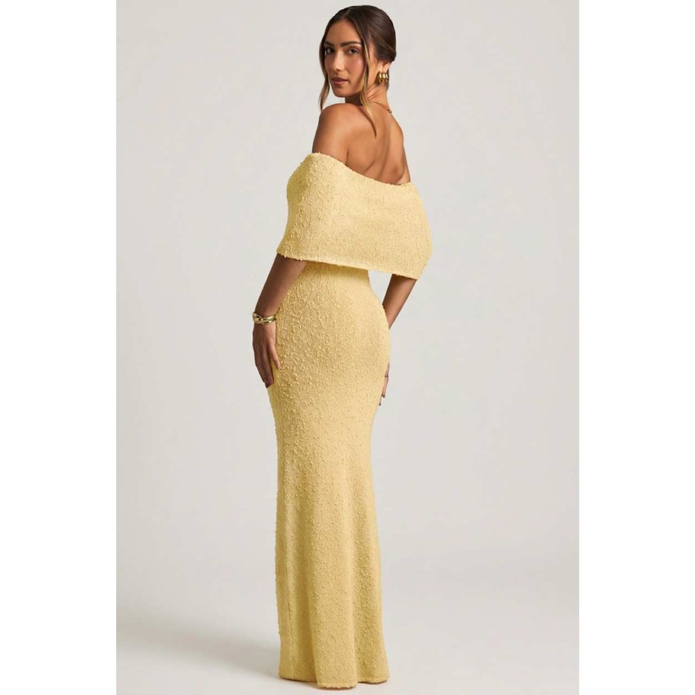Fashion Nova | Butter Yellow Effortless Edge Sweater Off-Shoulder Maxi Dress XS
